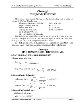 Đồ án môn học thiết kế máy biến áp dầu 3 pha