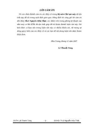 Đồ án tốt nghiệp thiết kế kỹ thuật máy ép thủy lực tải trọng 70 tấn phục vụ cho nhà máy z751