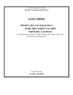 Giáo trình địa văn hàng hải 2 nghề điều khiển tàu biển trình độ cao đẳng