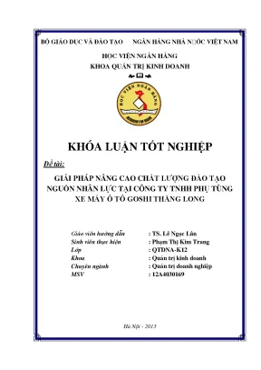 Giải pháp nâng cao chất lượng đào tạo nguồn nhân lực tại công ty tnhh phụ tùng xe máy ô tô goshi thăng long