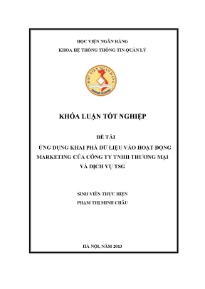 Ứng dụng khai phá dữ liệu vào hoạt động marketing của công ty tnhh thương mại và dịch vụ tsg
