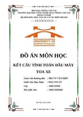Đồ án môn học kết cấu tính toán đầu máy toa xe