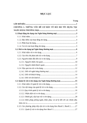 Luận văn thạc sĩ hạn chế rủi ro tín dụng tại ngân hàng đầu tư và phát triển việt nam