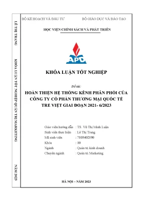 Hoàn thiện hệ thống kênh phân phối của công ty cổ phần thương mại quốc tế tre việt