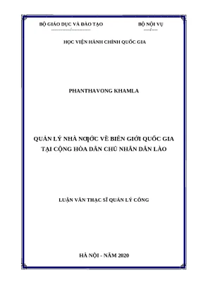 Luận văn thạc sĩ quản lý nhà nước về biên giới quốc gia tại cộng hòa dân chủ nhân dân lào