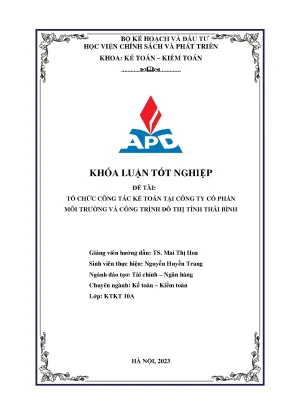 Tổ chức công tác kế toán tại công ty cổ phần môi trường và công trình đô thị tỉnh thái bình