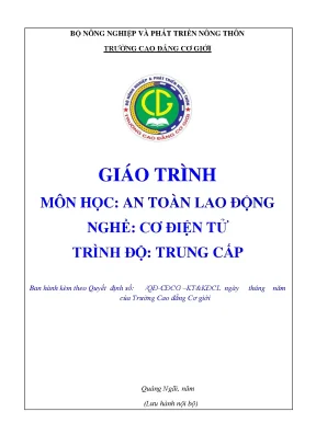 Giáo trình an toàn lao động nghề cơ điện tử trung cấp