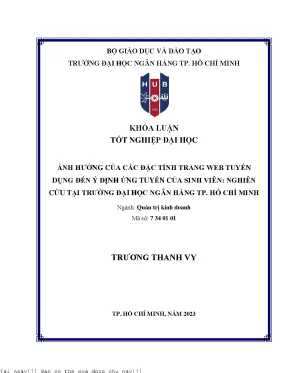 Ảnh hưởng của các đặc tính trang web tuyển dụng đến ý định ứng tuyển của sinh viên nghiên cứu tại trường đại học ngân hàng tp hcm 2023