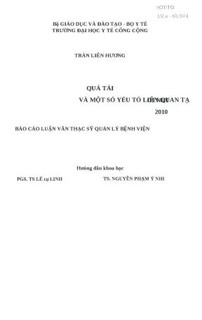 Luận văn quá tải và một số yếu tố liên quan tại khối nhi bệnh viện đa khoa xanh pôn hà nội 2010