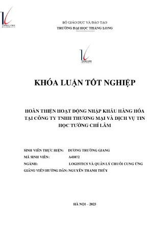 Hoàn thiện hoạt động nhập khẩu hàng hóa tại công ty tnhh thương mại và dịch vụ tin học tường chí lâm