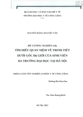 Luận văn tìm hiểu quan niệm về trinh tiết dưới góc độ giới của sinh viên ba trường đại học tại hà nội