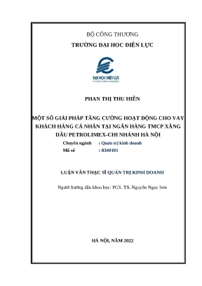 Luận văn thạc sĩ một số giải pháp tăng cường hoạt động cho vay khách hàng cá nhân tại ngân hàng tmcp xăng dầu petrolimex chi nhánh hà nội