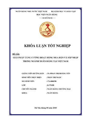 Giải pháp tăng cường hoạt động mua bán và sáp nhập trong ngành ngân hàng tại việt nam khoá luận tốt nghiệp