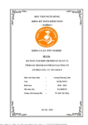 Kế toán tập hợp chi phí sản xuất và tính giá thành sản phẩm tại công ty cổ phần đầu tư tpi group