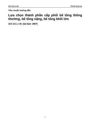 Aci 211 1 91 lựa chọn tpcpbt thường bt nặng bt khối lớn