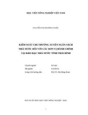 Luận văn thạc sĩ kiểm soát chi thường xuyên ngân sách nhà nước đối với các đơn vị hành chính tại kho bạc nhà nước tỉnh thái bình