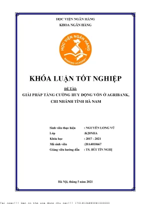 Giải pháp tăng cường hđv ở agribank cn tỉnh hà nam