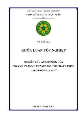 Nghiên cứu ảnh hưởng của enzyme transglutaminase tới chất lượng lạp xưởng cá ngừ