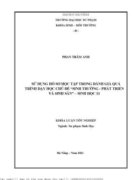 Sử dụng hồ sơ học tập trong đánh giá quá trình dạy học chủ đề sinh trưởng phát triển và sinh sản sinh học 11