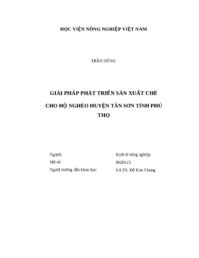 Luận văn thạc sĩ giải pháp phát triển sản xuất chè cho hộ nghèo huyện tân sơn tỉnh phú thọ