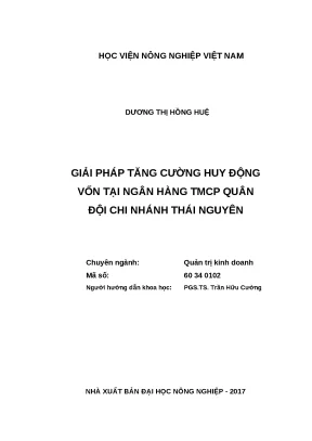 Luận văn thạc sĩ giải pháp tăng cường huy động vốn tại ngân hàng tmcp quân đội chi nhánh thái nguyên