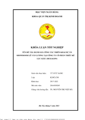 Đánh giá công tác triển khai dự án showroom lê văn lương tại công ty cổ phần thiết kế lục giác hexagon