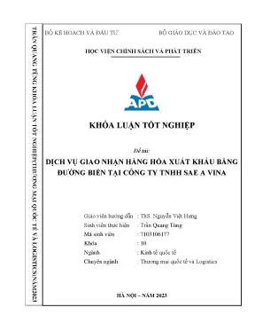 Dịch vụ giao nhận hàng hóa xuất khẩu bằng đường biển tại công ty tnhh sae a vina