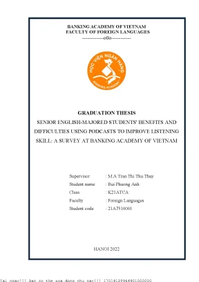 Senior english majored students benefits and difficulties using podcasts to improve listening skill a survey at banking academy of vietnam