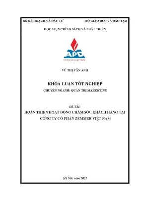 Hoàn thiện hoạt động chăm sóc khách hàng tại công ty cổ phần zemmer việt nam
