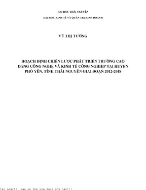 Hoạch định chiến lược phát triển trường cao đẳng công nghệ và kinh tế công nghiệp tại huyện phổ yên tỉnh thái nguyên giai đoạn 2012 2018