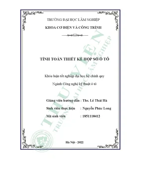 Tính toán thiết kế hộp số ô tô