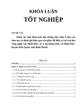 Luận văn khảo sát tình hình mắc hội chứng tiêu chảy ở lợn con theo mẹ và đánh giá hiệu quả của phác đồ điều trị tại trại lợn công nghệ cao minh đức tổ 2 ấp đồng dầu xã minh đức huyện hớn quản tỉnh bình phước