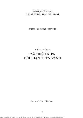 Giáo trình các điều kiện hữu hạn trên vành