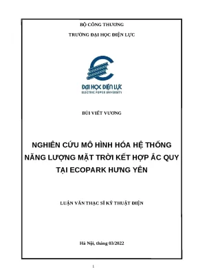 Luận văn thạc sĩ nghiên cứu mô hình hóa hệ thống năng lượng mặt trời kết hợp ắc quy tại ecopark hưng yên