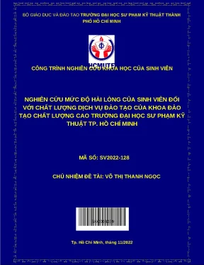 Luận văn thạc sĩ nghiên cứu mức độ hài lòng của sinh viên đối với chất lượng dịch vụ đào tạo của khoa đào tạo chất lượng cao trường đại học sư phạm kỹ thuật tp hồ chí minh