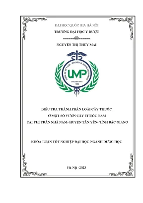 Khóa luận điều tra thành phần loài cây thuốc ở một số vườn cây thuốc nam tại thị trấn nhã nam huyện tân yên tỉnh bắc giang