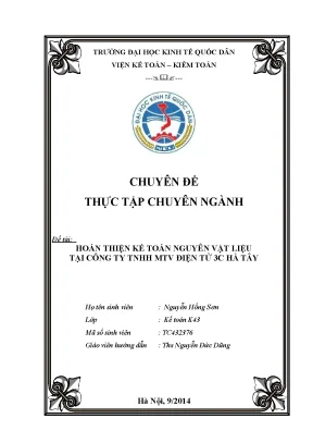 Hoàn thiện kế toán nguyên vật liệu tại công ty tnhh mtv điện tử 3c hà tây