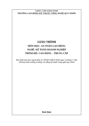 Giáo trình an toàn lao động nghề kế toán doanh nghiệp trình độ cao đẳngtrung cấp