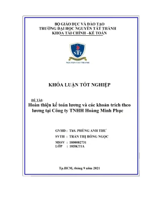 Hoàn thiện kế toán lương và các khoản trích theo lương tại công ty tnhh hoàng minh phục