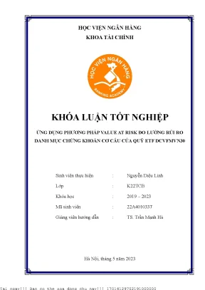 Ứng dụng phương pháp value at risk đo lường rủi ro danh mục chứng khoán cơ cấu của quỹ etf dcvfmvn30