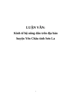 Luận văn kinh tế hộ nông dân trên địa bàn huyện yên châu tỉnh sơn la