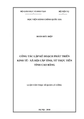 Luận văn thạc sĩ công tác lập kế hoạch phát triển kinh tế xã nội cấp tính tưc thực tiễn tỉnh cao bằng