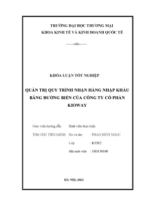 Quản trị quy trình nhận hàng nhập khẩu bằng đường biển của công ty cổ phần kioway