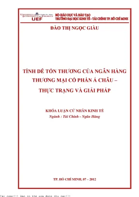 Tính dễ tổn thương của ngân hàng thương mại cổ phần á châu thực trạng và giải pháp