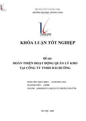 Hoàn thiện hoạt động quản lý kho tại công ty tnhh hải đường