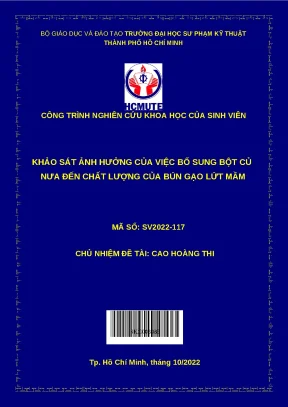 Luận văn thạc sĩ khảo sát ảnh hưởng của việc bổ sung bột củ nưa đến chất lượng của bún gạo lứt mầm