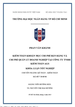 Kiểm toán khoản mục chi phí bán hàng và chi phí quản lý doanh nghiệp tại công ty tnhh kiểm toán ags 2023