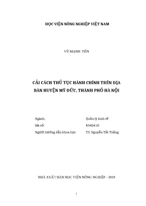 Luận văn thạc sĩ cải cách thủ tục hành chính trên địa bàn huyện mỹ đức thành phố hà nội