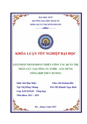 Giải pháp nhằm hoàn thiện công tác quản trị nhân lực tại công ty tnhh xây dựng tổng hợp thùy dương