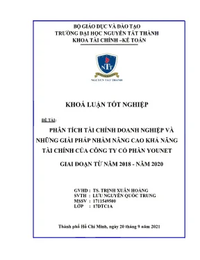 Phân tích tài chính doanh nghiệp và những giải pháp nhằm nâng cao khả năng tài chính của công ty cổ phần younet giai đoạn từ 2018 2020